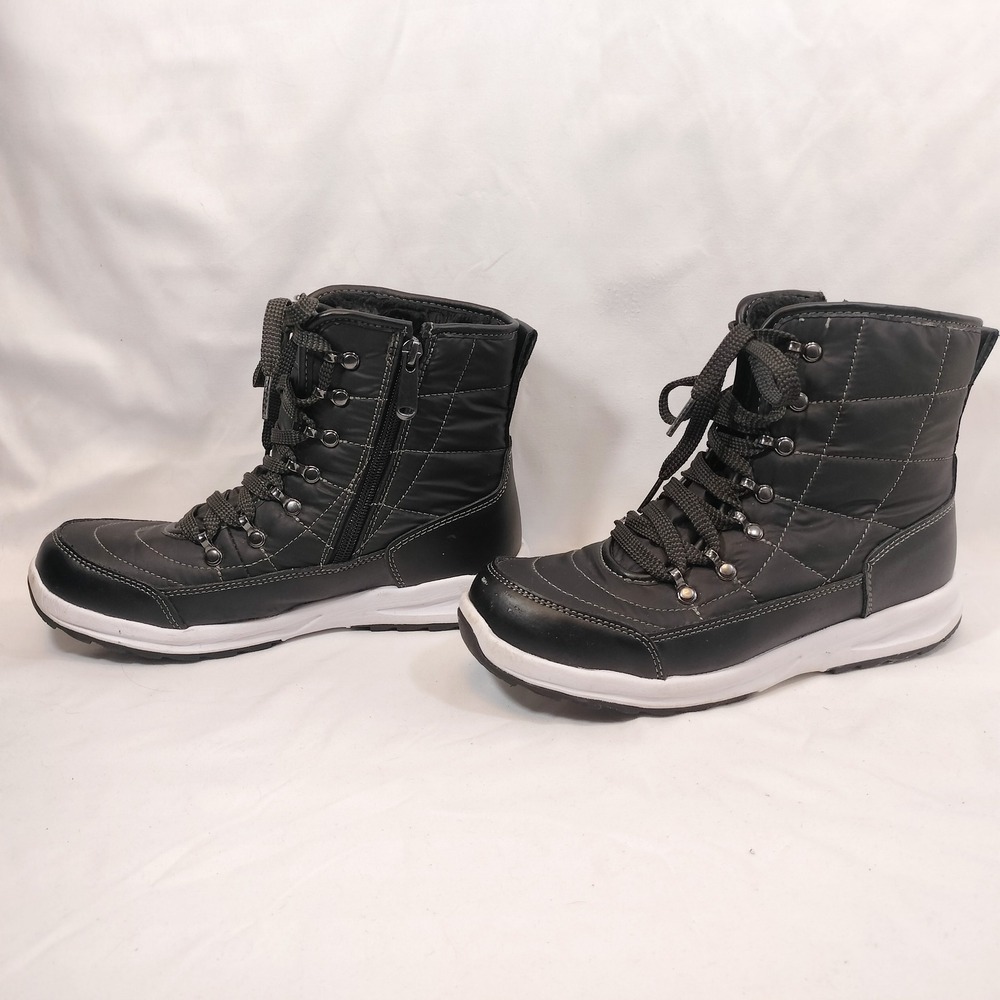 Weatherproof Black Winter Boots; Quilted Faux Fur Lined Side Zip Katie
